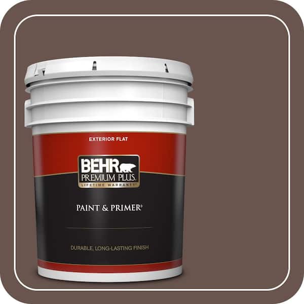 BEHR PREMIUM PLUS 5 gal. Home Decorators Collection #HDC-CL-13A Library Leather Flat Exterior Paint & Primer