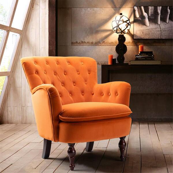 orange tufted accent chair