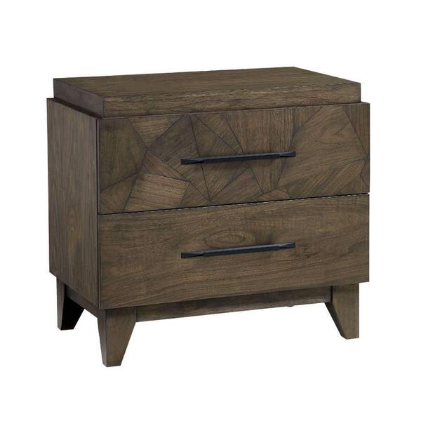 Benjara 2-Drawer Oat Brown Wooden Nightstand (26 in. x 28 in. x 18