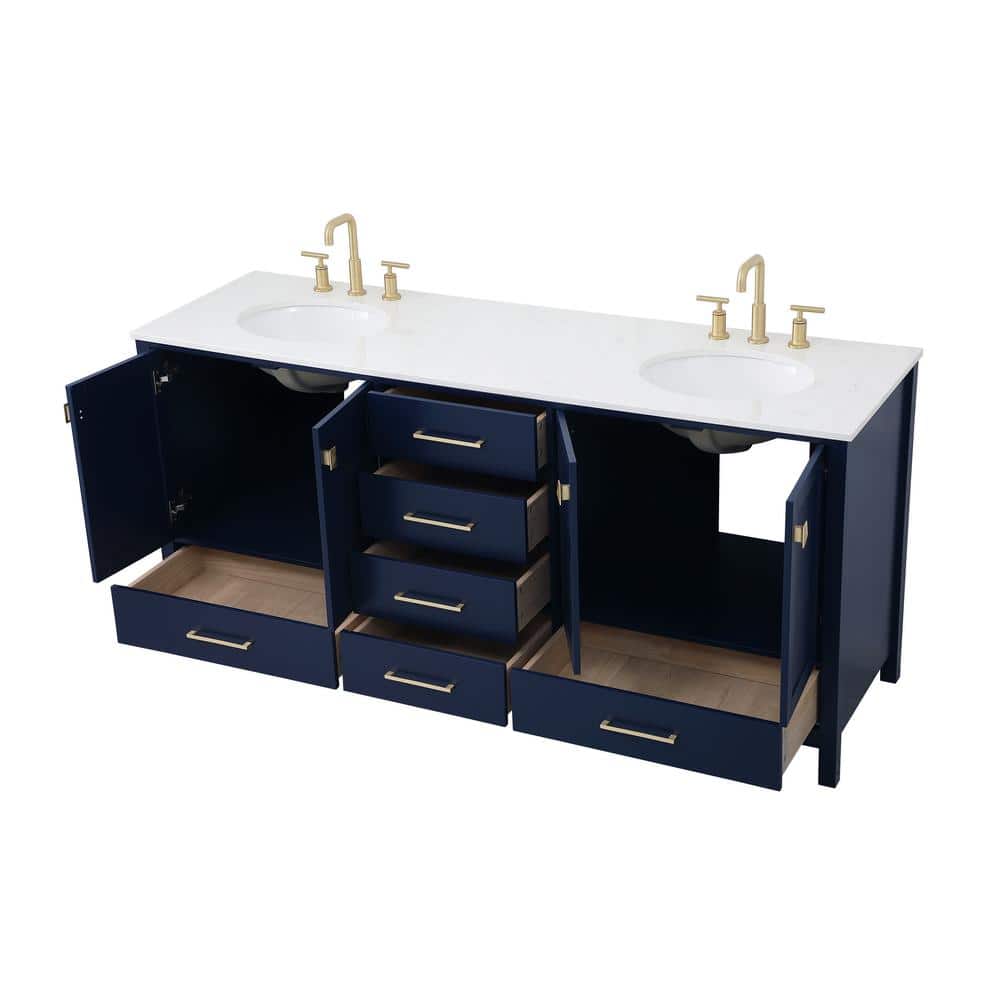 Simply Living 72 in. W x 22 in. D x 34 in. H Bath Vanity in Blue with Calac