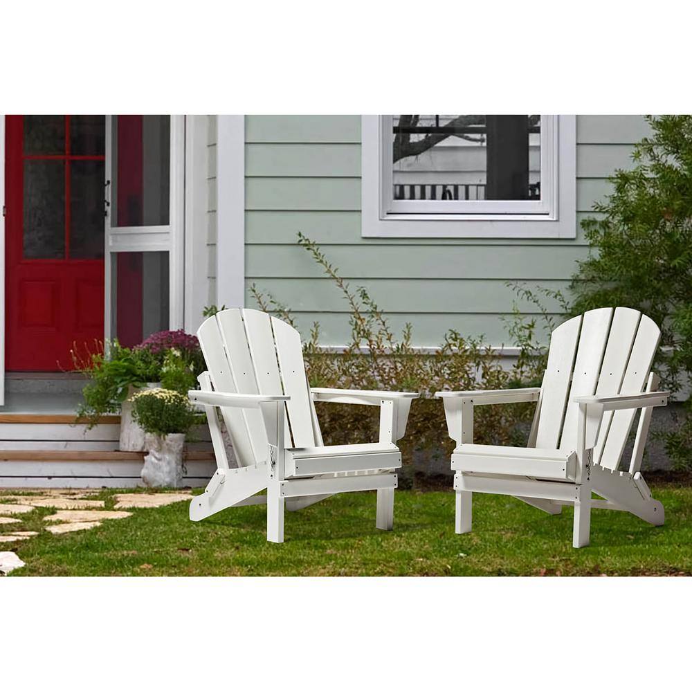WESTIN OUTDOOR Addison White Folding Plastic Outdoor Adirondack Chair