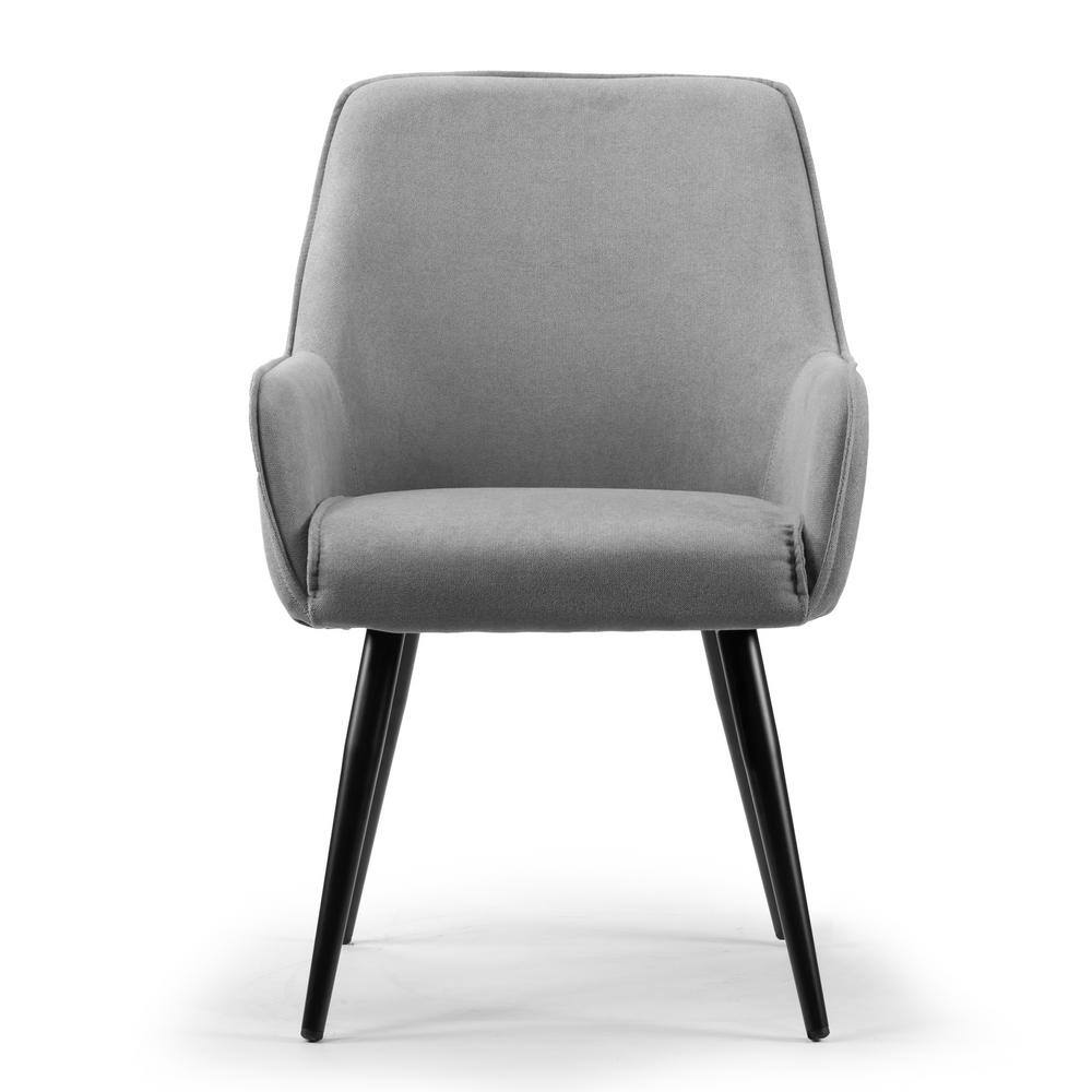 Gray Upholstered Arm Chair with Black Metal Legs