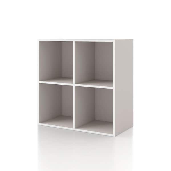 Quincy 23.7 in. Tall Stackable Greige Engineered Wood 4-Shelf Modern Modular Bookcase