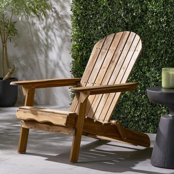 1-Person Natural Acacia Wood Adirondack Chair