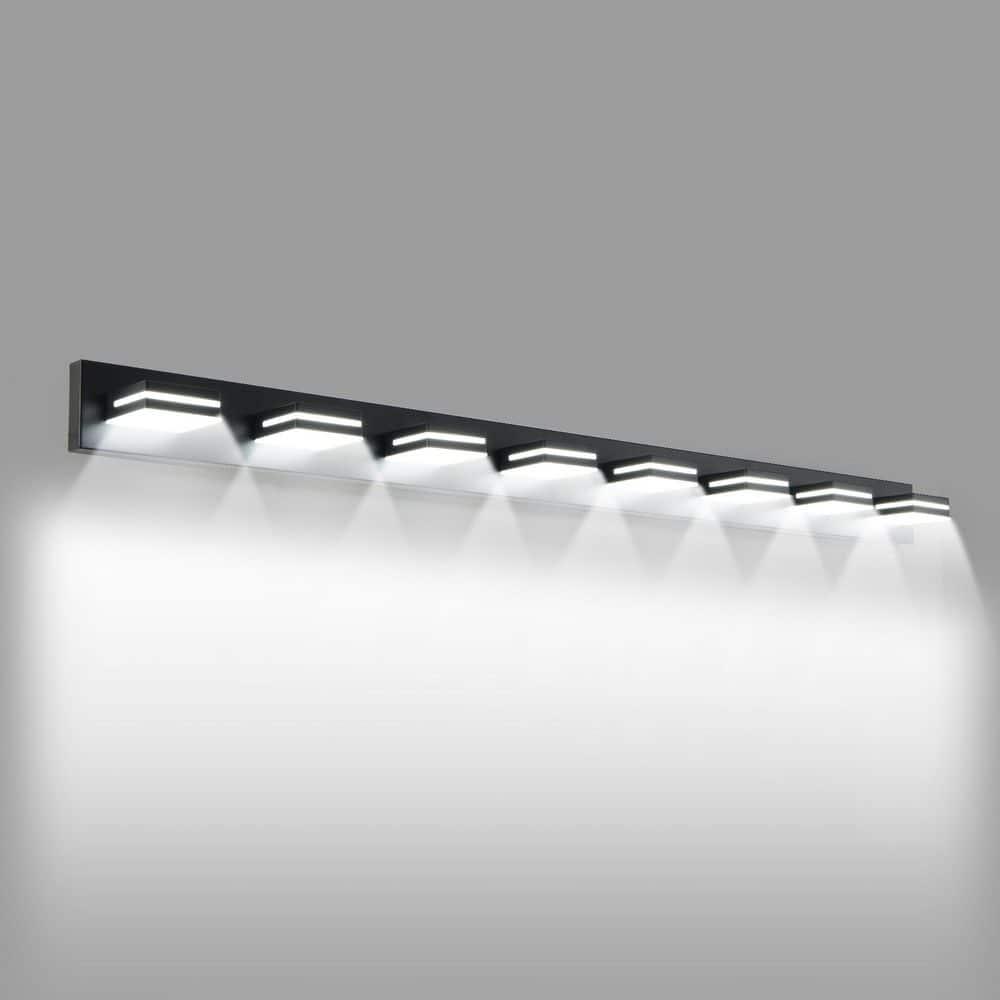 63 in. 8-Light Black Integrated LED Vanity Light Bar with Energy-Efficient 