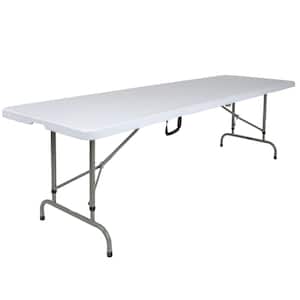 96 in. Granite White Plastic Tabletop Metal Frame Folding Table