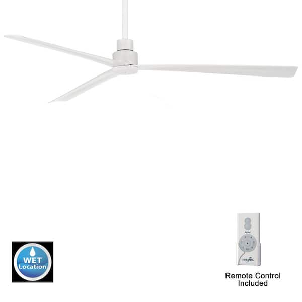 Simple 65 in. Indoor/Outdoor 6-Fan Speeds Ceiling Fan in Flat White with Remote Control