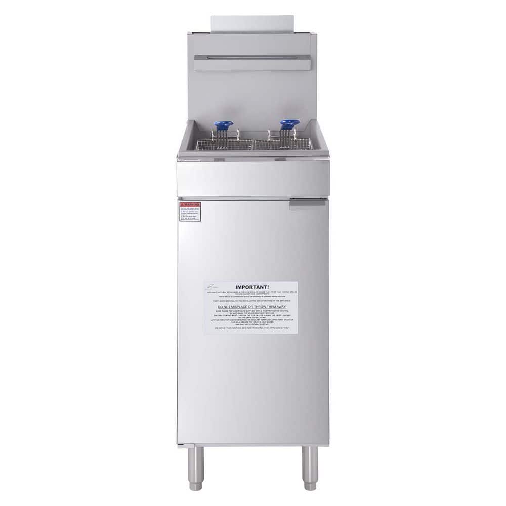 47.3 qt. 90,000 BTU Commercial 3-Burner Floor Standing Deep Fryer