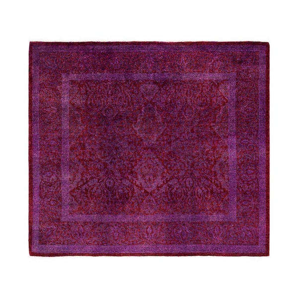 Overdyed Purple 4 ft. x 4 ft. Solid Wool Indoor Runner Rug