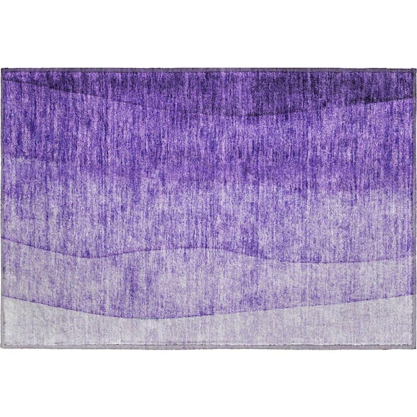 Mayfield Premium Machine Washable Indoor/Outdoor Geometric AMF625 Purple 1 ft. 8 in. x 2 ft. 6 in. Area Rug