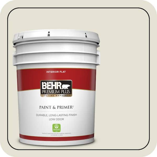 BEHR PREMIUM PLUS 5 gal. #PPF-15 Crushed Limestone Flat Low Odor Interior Paint & Primer
