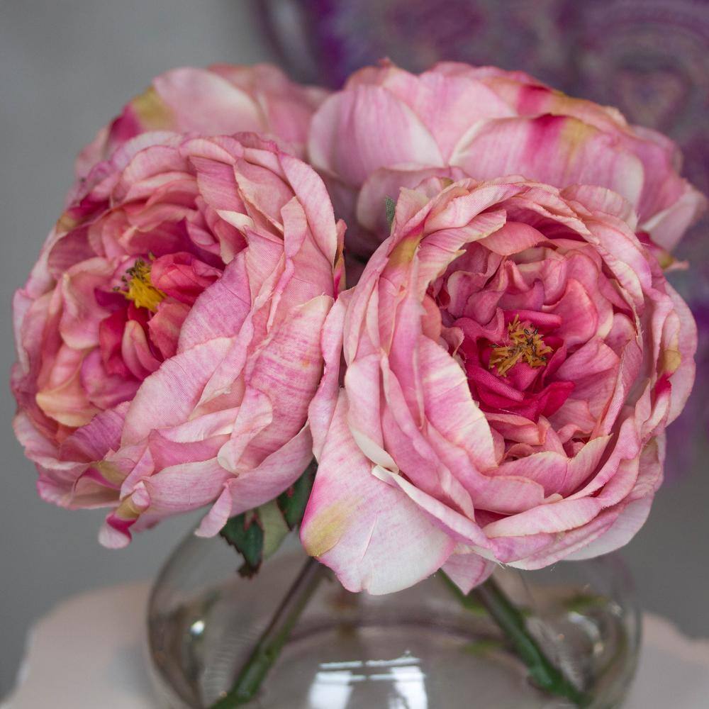Elegant Rose Blossom 18" Pink Tabletop Arrangement with Vase