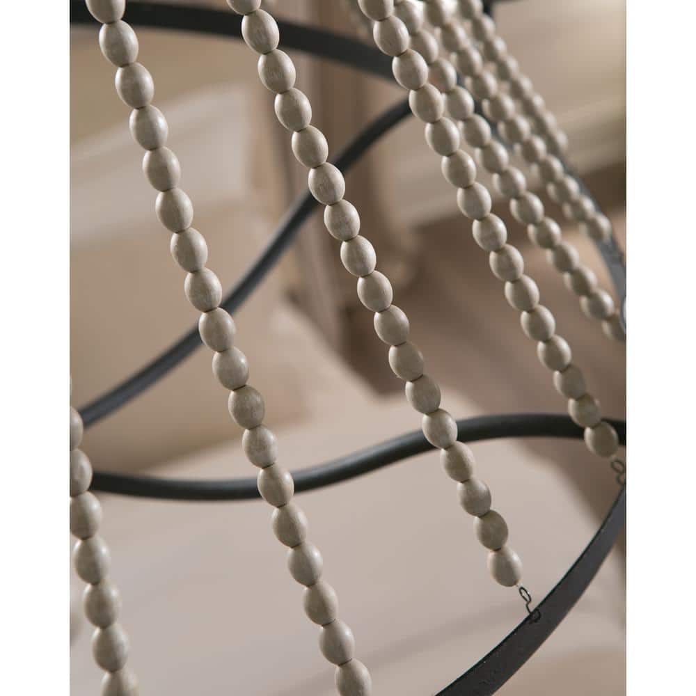Nori 6-Light Dark Weathered Zinc and Driftwood Grey Chandelier
