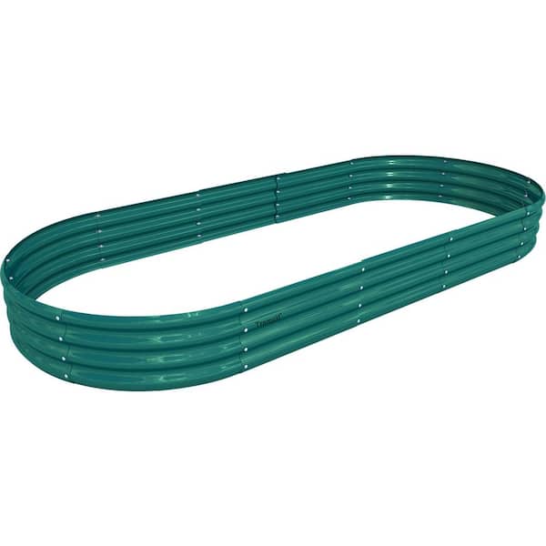 Runesay 2-Pack 96 in. x 36 in. x 12 in. Outdoor Green Oval Galvanized Steel Metal Raised Garden Bed for Vegetables Flowers Herbs