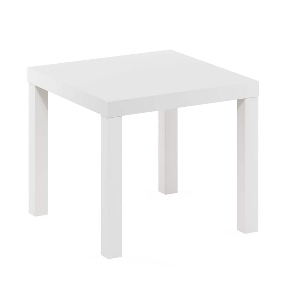 Compact White Wood Minimalist Square Accent Table