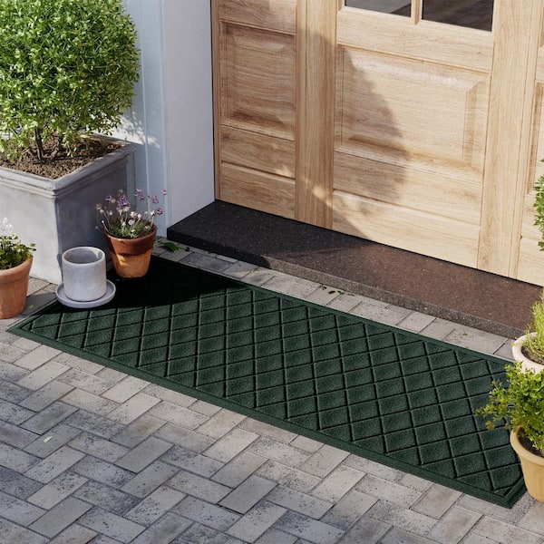 Waterhog Argyle Evergreen 22 in. x 60 in. PET Polyester Indoor Outdoor Runner Door Mat