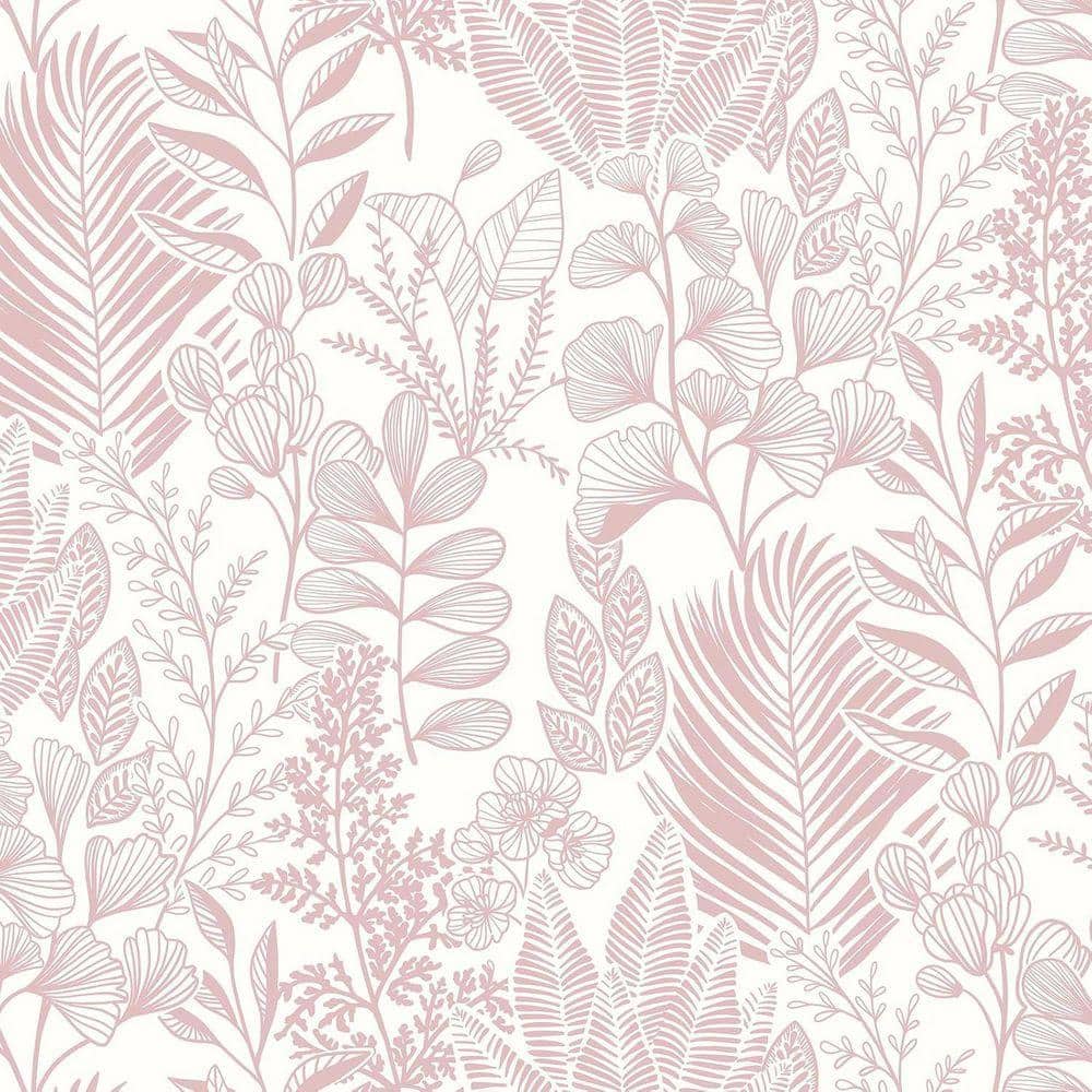 Pink Leaf Floral Contact Paper Peel and Stick Waterproof Wallpaper Roll ...