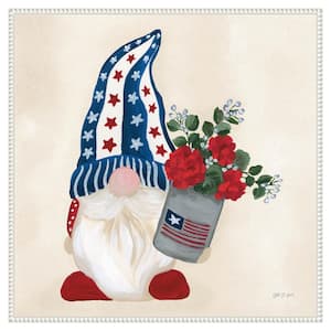 American Gnome V by Yvette St. Amant 30-in. W x 30-in. H. Canvas Wall Art Print Framed in White