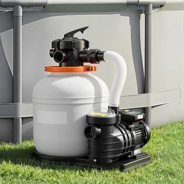 FlashPure 14 in. 0.75 HP Above Ground Pool Sand Filter Pump with Timer, 3500 GPH
