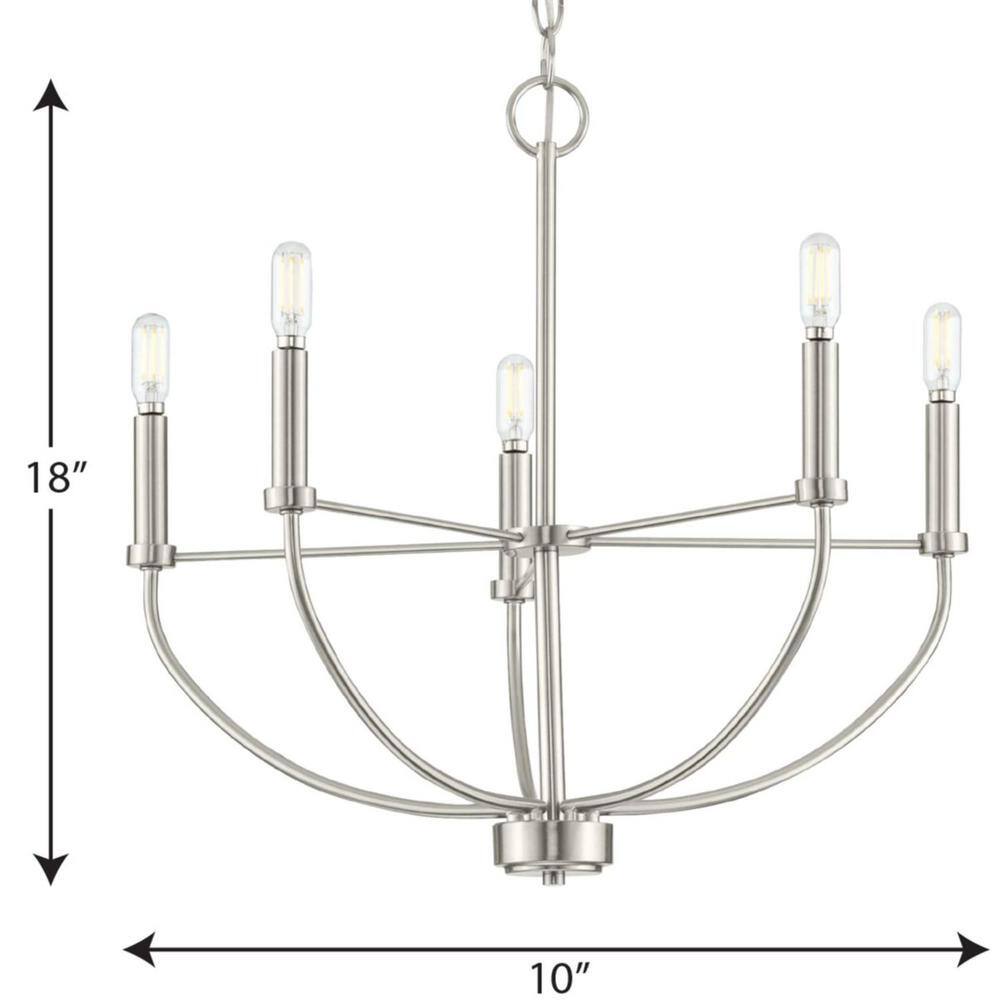 Leyden Brushed Nickel 5-Light Farmhouse Chandelier