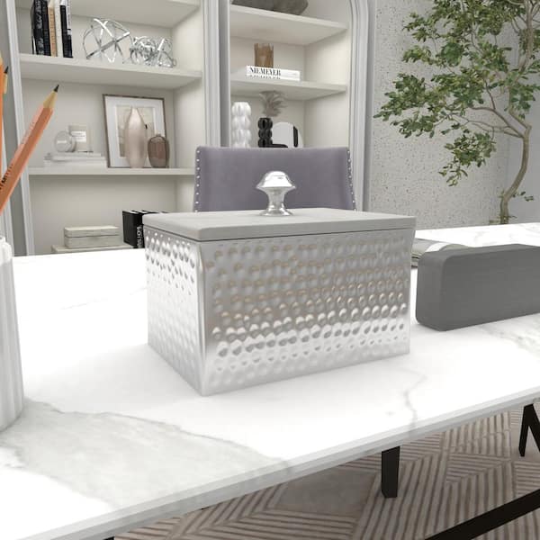Gray Metal Glam Jewelry Box
