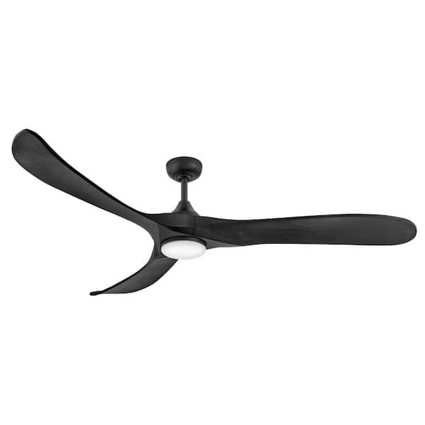 HINKLEY Swell Illuminated 72.0 in. Indoor/Outdoor Integrated LED Matte Black Ceiling Fan with Remote Control