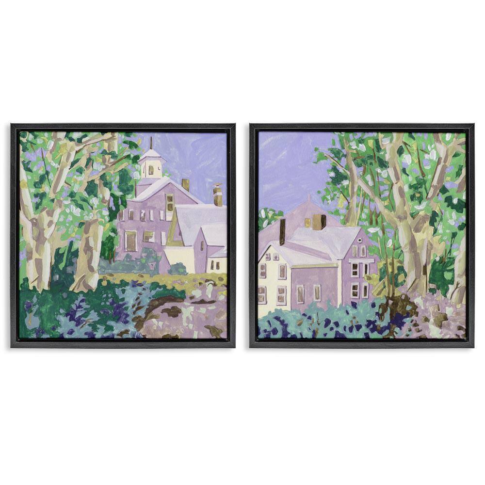 Quaint Scenic Houses by Melissa Wang 2 Pieces Black Floater Frame Nature Graphic Art Print 18 in. x 18 in.