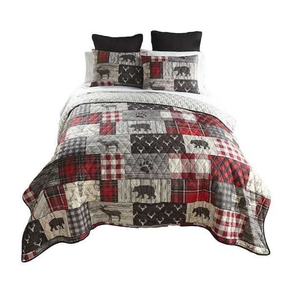 DONNA SHARP Timber 3-Piece Red Polyster Queen Quilt Set