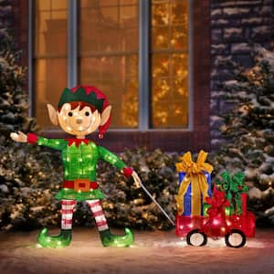 42 in. Christmas Elf Pulling Wagon