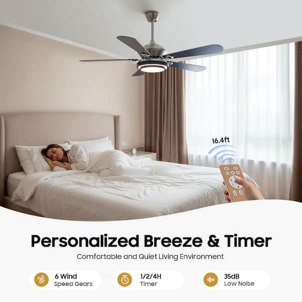 Reviews for OUKANING 52 in. Indoor Blue and Silver Mute Ceiling