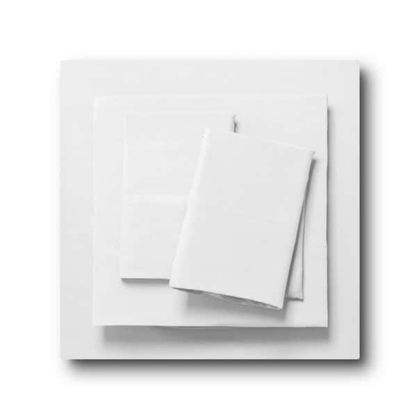 LDC LUX DECOR COLLECTION 4-Piece White Solid Color Microfiber and Bamboo Blend Full Sheet Set