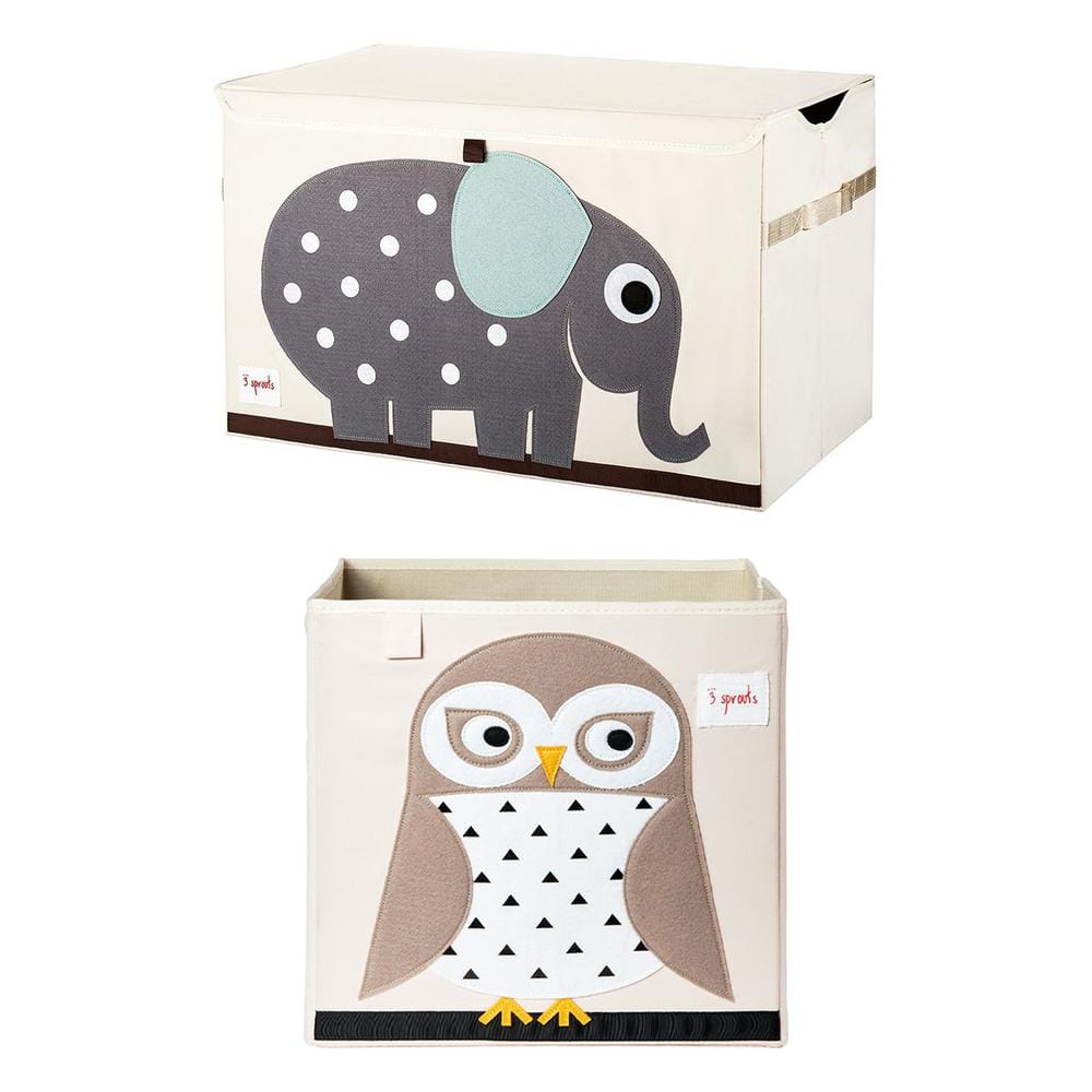 3 Sprouts Foldable Fabric Storage Cube Box Soft Toy Bin, Owl and Elephant  (2-Pack) UBXOWL + UTCELE - The Home Depot