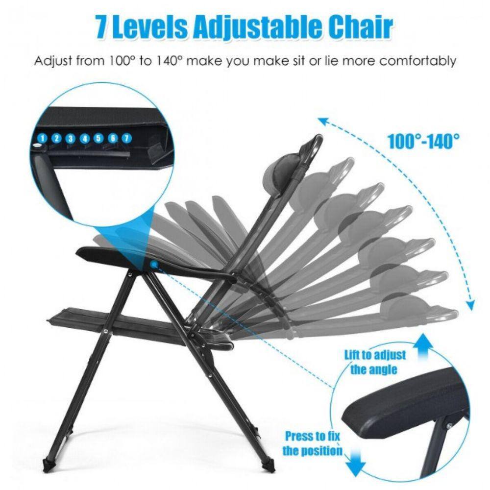 Diagram demonstrating the 7-level adjustable backrest of the recliner chair.