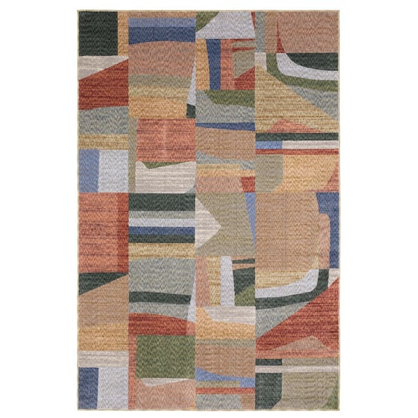 Talon 5 ft. x 8 ft. Brown/Blue Geometric Area Rug