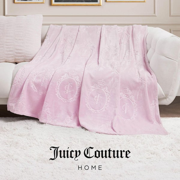 JUICY COUTURE Vintage Juicy Light Pink Plush Microfiber 60 in. x