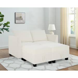 White Linen 56.1 in. W Straight Arm Sectional sofa - Sofa Couch for Living Room/Office
