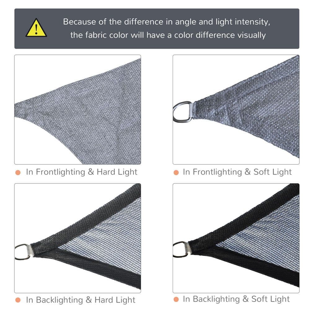 Grey 20' x 13' High-Density Polyethylene Outdoor Sun Shade Sail