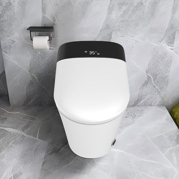UPIKER Smart Single Flush Round Toilet with Heated Seat & Auto Functions, White