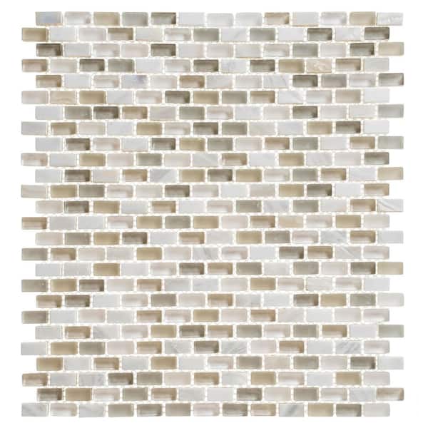 ANDOVA Tino Rodin Green/Clear/White/4.5 in. x 8.25 in. Smooth Marble/Shell and Glass Mosaic Tile Sample