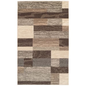 Rockwood Slate 3 ft. x 5 ft. Geometric Patchwork Polypropylene Area Rug