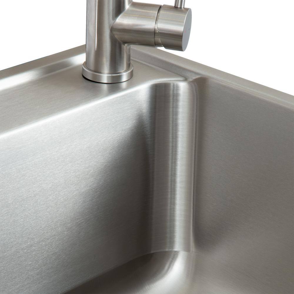 28" Stainless Steel Freestanding Utility Sink with Faucet and Drainboard
