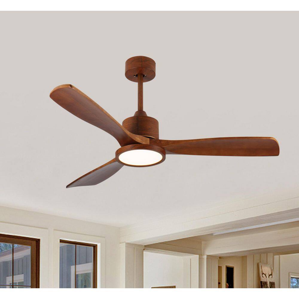 52 in. Indoor Brown Wood Modern LED Downrod Mount Ceiling Fan with APP and Remote Control price history on PriceWatchPro