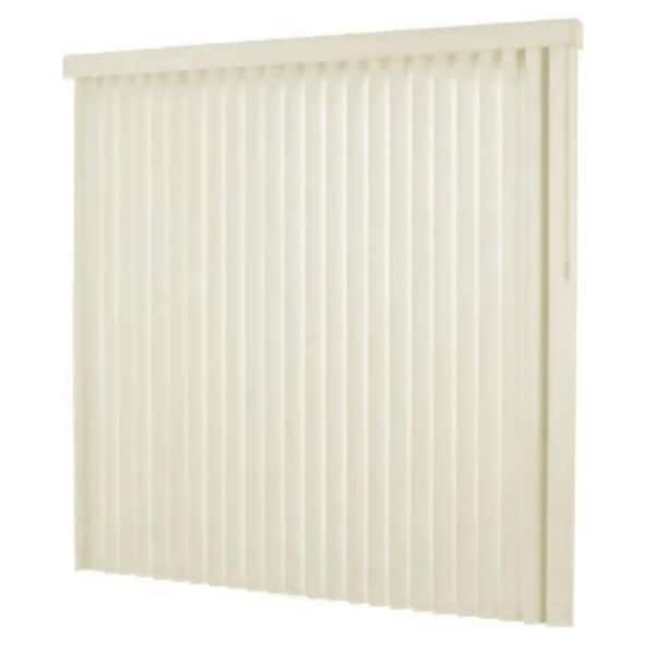 PRIVATE BRAND UNBRANDED True-to-Size Alabaster Cordless Light Filtering Smooth Vertical Blinds with 3.5 in. Slats 78 in. W x 84 in. L