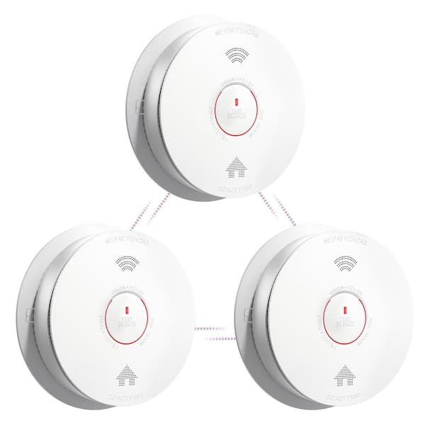 10-Year Battery Powered Wireless Interconnected Smoke and Carbon Monoxide Detector with Voice Alarm(3-Pack)