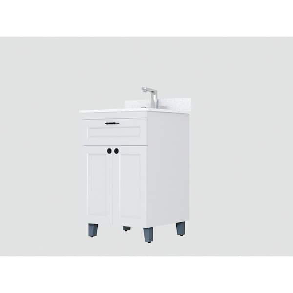 Iced White Engineered Marble Vanity Top, Metal Bathroom Vanity Cabinet