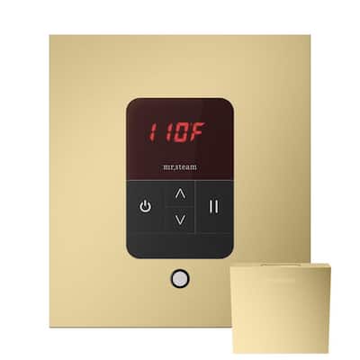 Basic Butler Steam Shower Control Package with Square iTempo Control and Linear Steamhead in Satin Brass