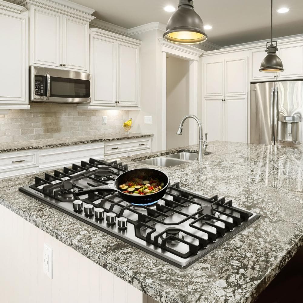 36-Inch Stainless Steel 5-Burner Gas Cooktop with Cast Iron Griddle