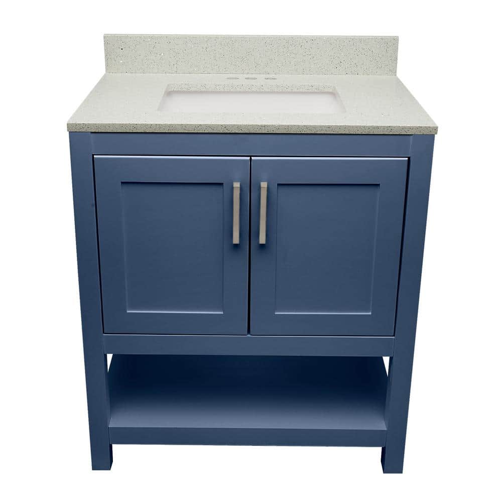Taos 31 in. W x 22 in. D x 36 in. H Bath Vanity in Navy Blue with Quartz Stone Galaxy White Top with White Basin price history on PriceWatchPro