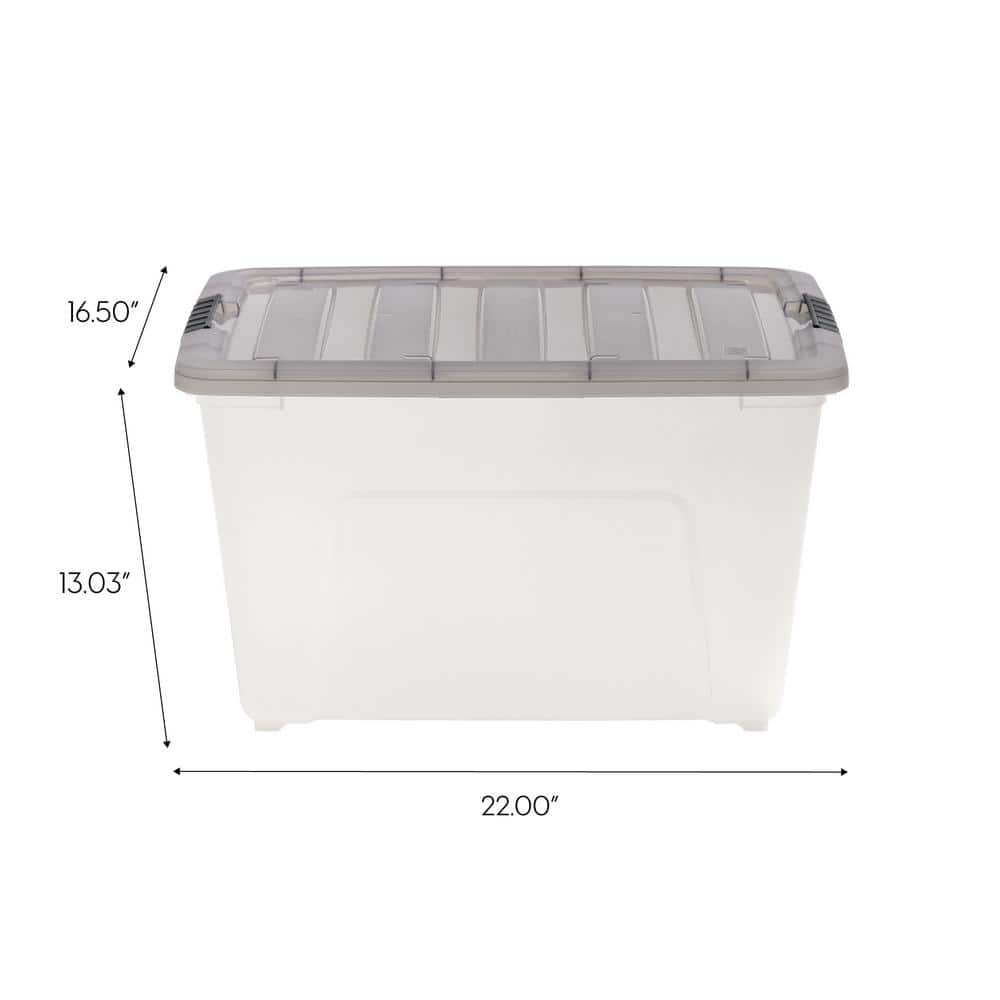53 Qt Clear Stackable Plastic Storage Bin with Lid
