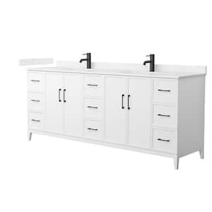 Elan 84 in. W x 22 in. D x 35 in. H Double Bath Vanity in White with Carrara Cultured Marble Top